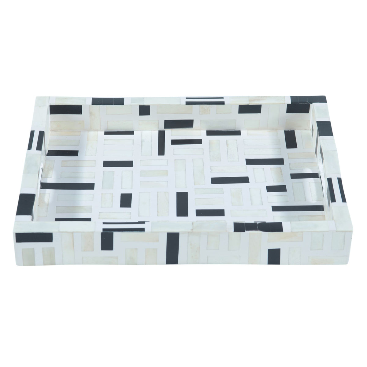 Taara Rectangular Tray in Black and White Pattern from Home Trends & Design - Luna Furniture