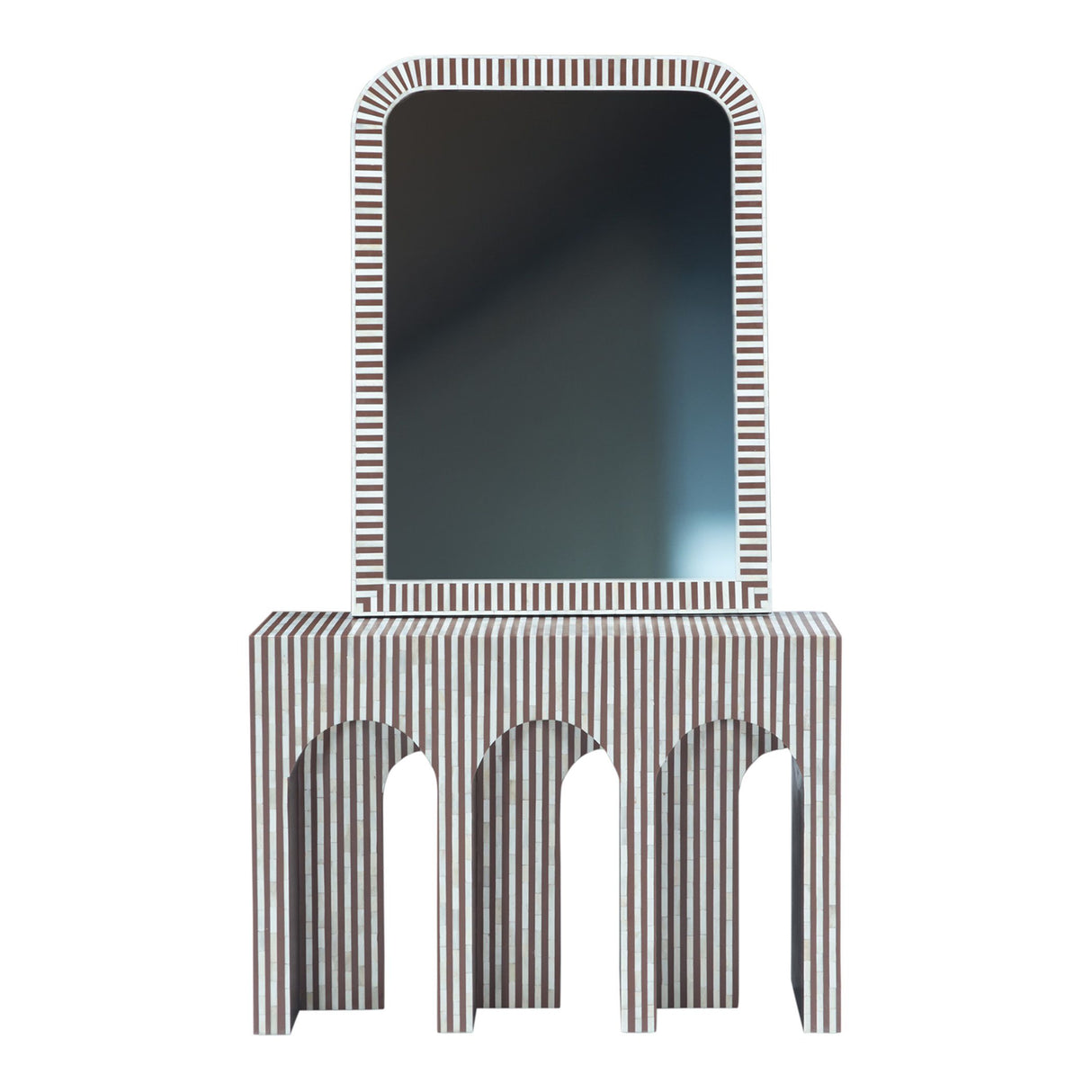 Taara 48" Mirror Frame in Brown and White Striped Pattern from Home Trends & Design - Luna Furniture