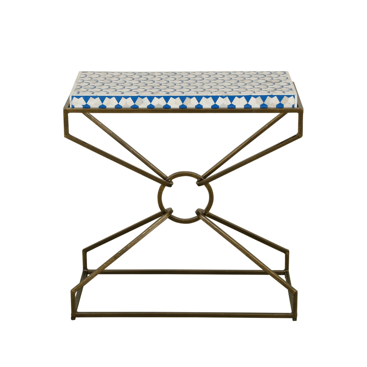 Taara 24" Side Table with Horn Inlay and Brass Base from Home Trends & Design - Luna Furniture