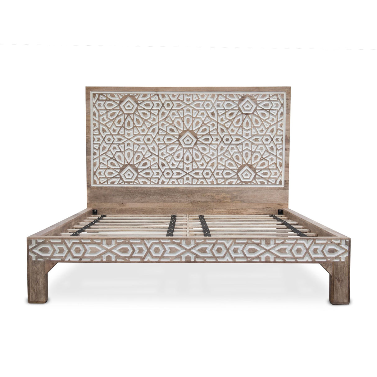 Tangiers King Bed in Carved Natural White from Home Trends & Design - Luna Furniture
