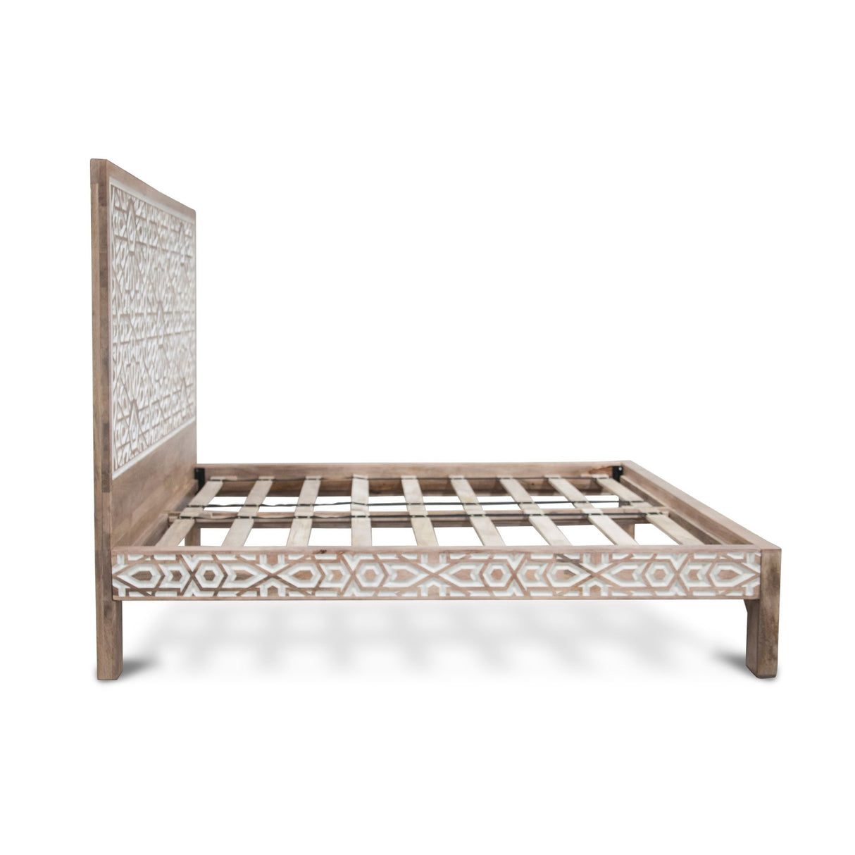 Tangiers King Bed in Carved Natural White from Home Trends & Design - Luna Furniture