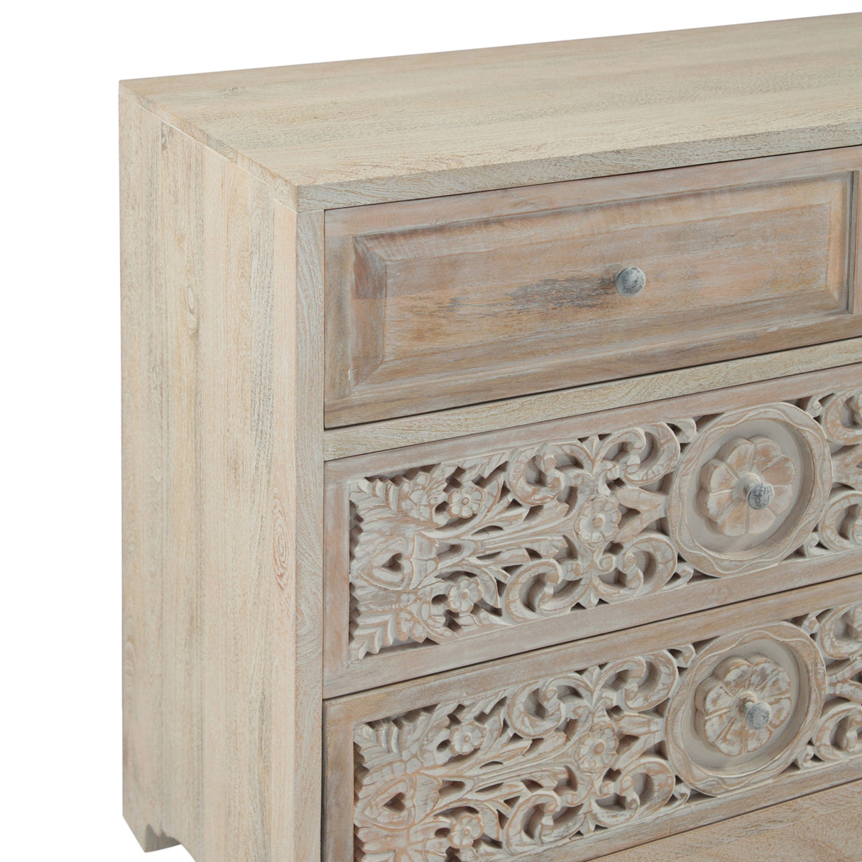Taj 71" Dresser with Plinth Base in Carved Heirloom White from Home Trends & Design - Luna Furniture