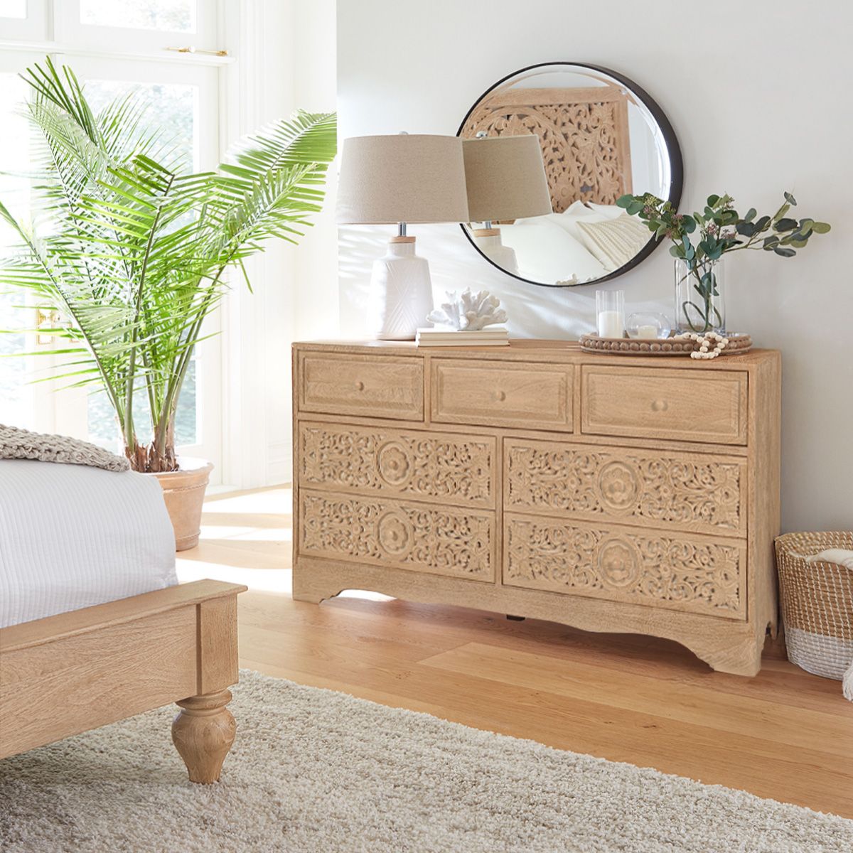 Taj 71" Dresser with Plinth Base in Whitewash from Home Trends & Design - Luna Furniture
