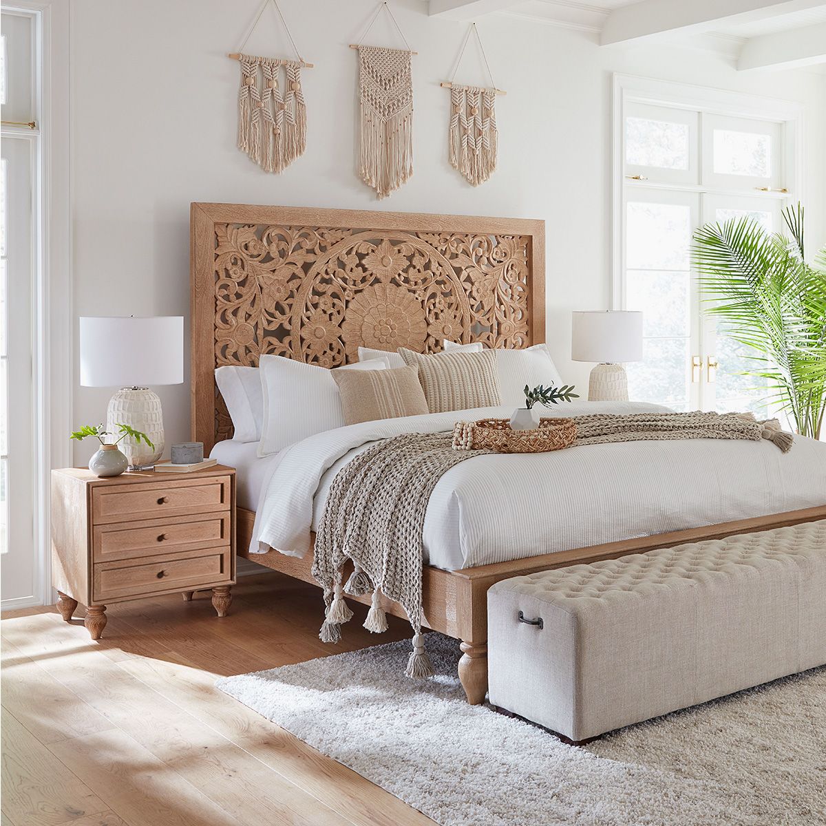 Taj 28" Three Drawer Nightstand in Whitewash from Home Trends & Design - Luna Furniture