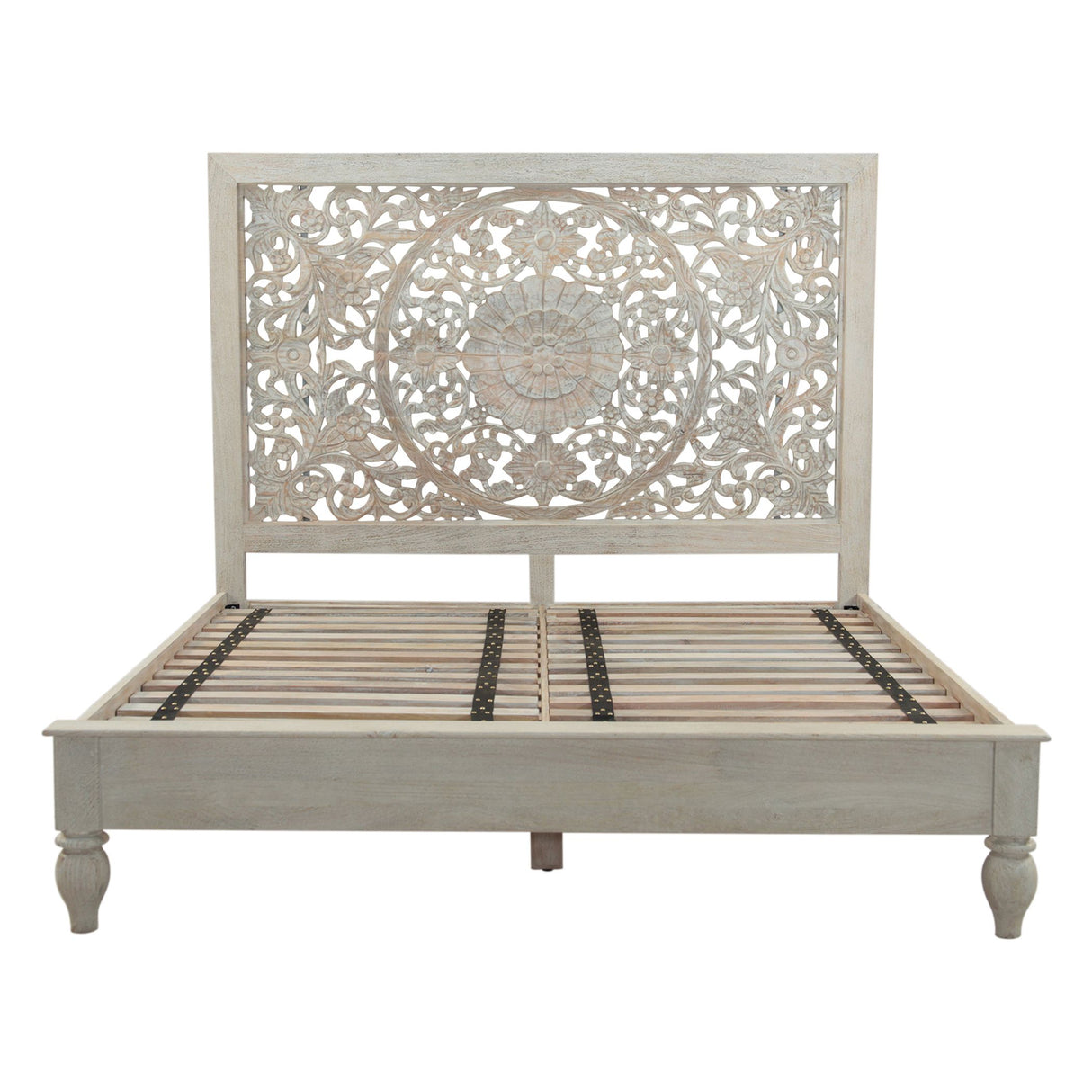 Taj King Bed in Carved Heirloom White from Home Trends & Design - Luna Furniture