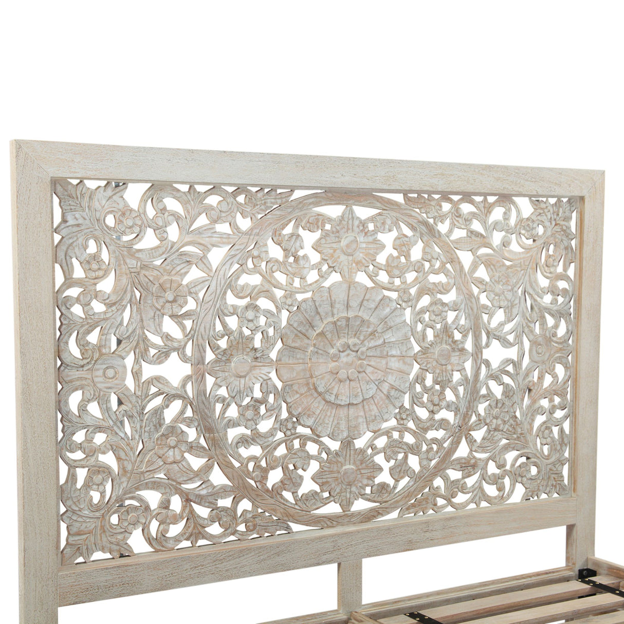 Taj King Bed in Carved Heirloom White from Home Trends & Design - Luna Furniture