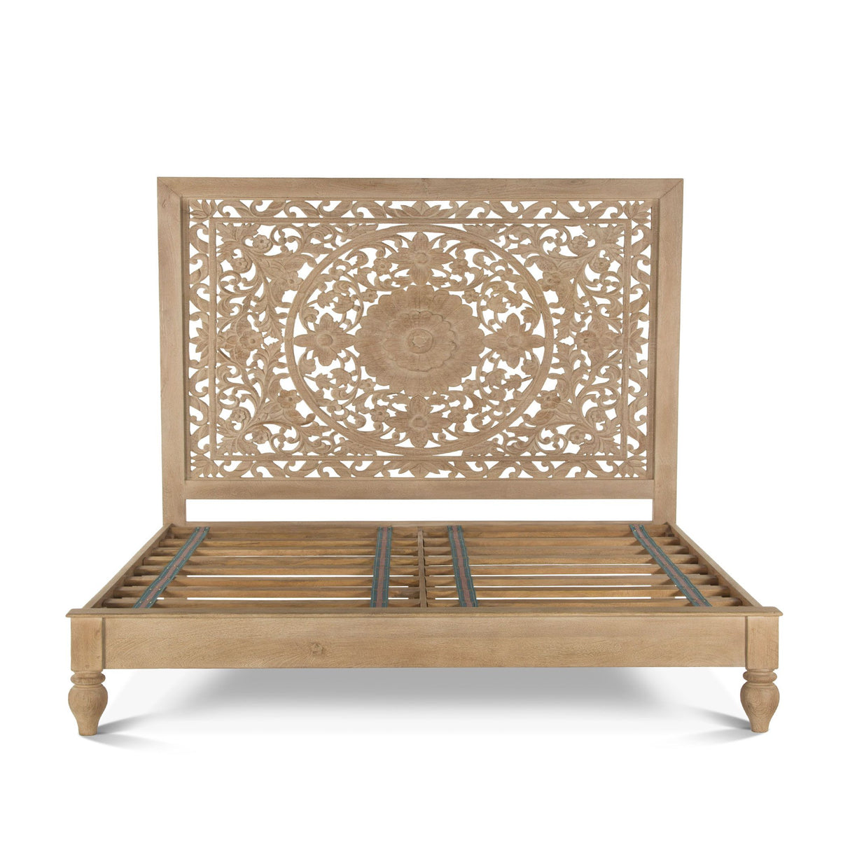 Taj Queen Bed in Hand Carved Whitewash from Home Trends & Design - Luna Furniture