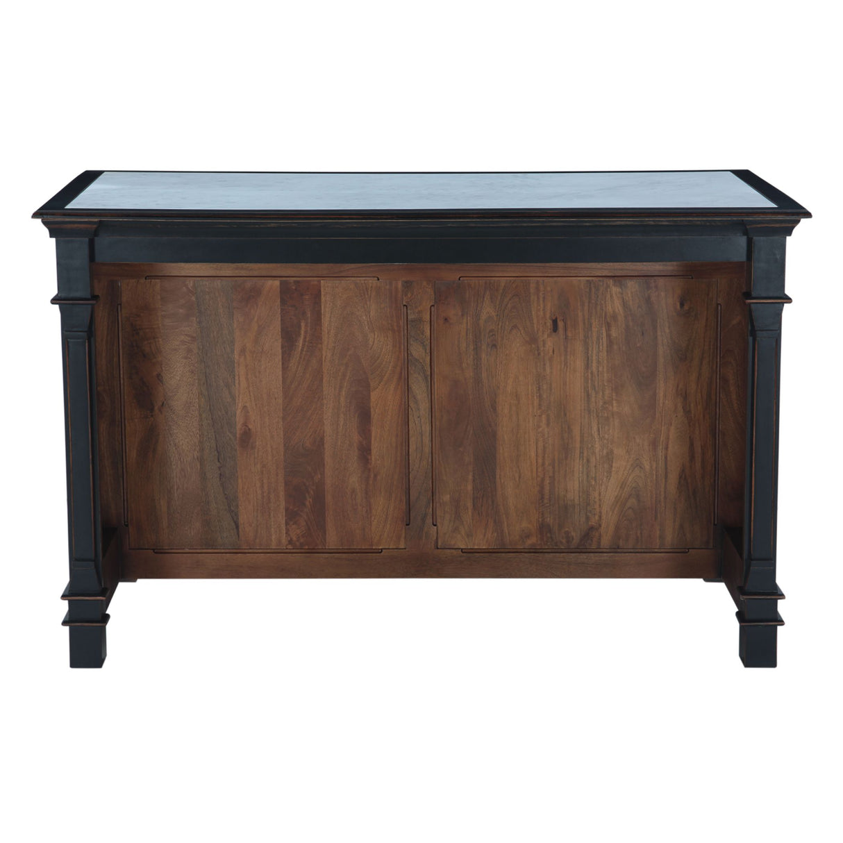 Turin 58" Kitchen Island in Distressed Black with White Marble Top from Home Trends & Design - Luna Furniture