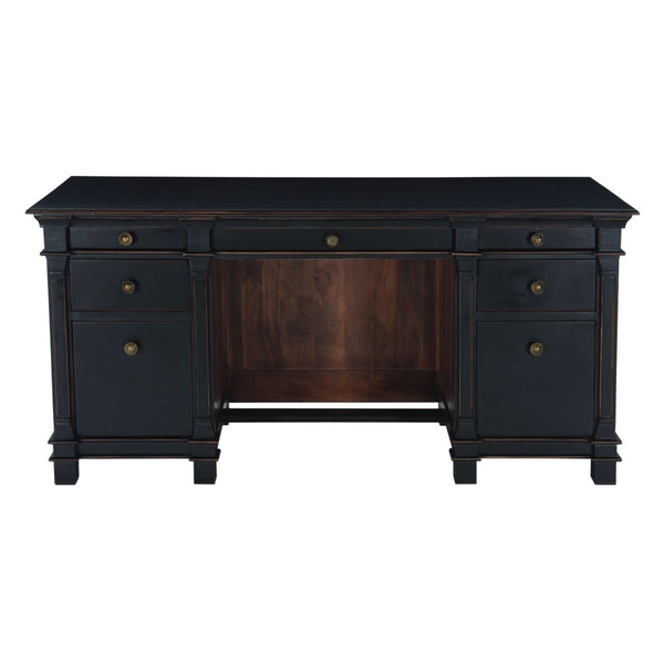 Turin 66" Distressed Black Office Desk