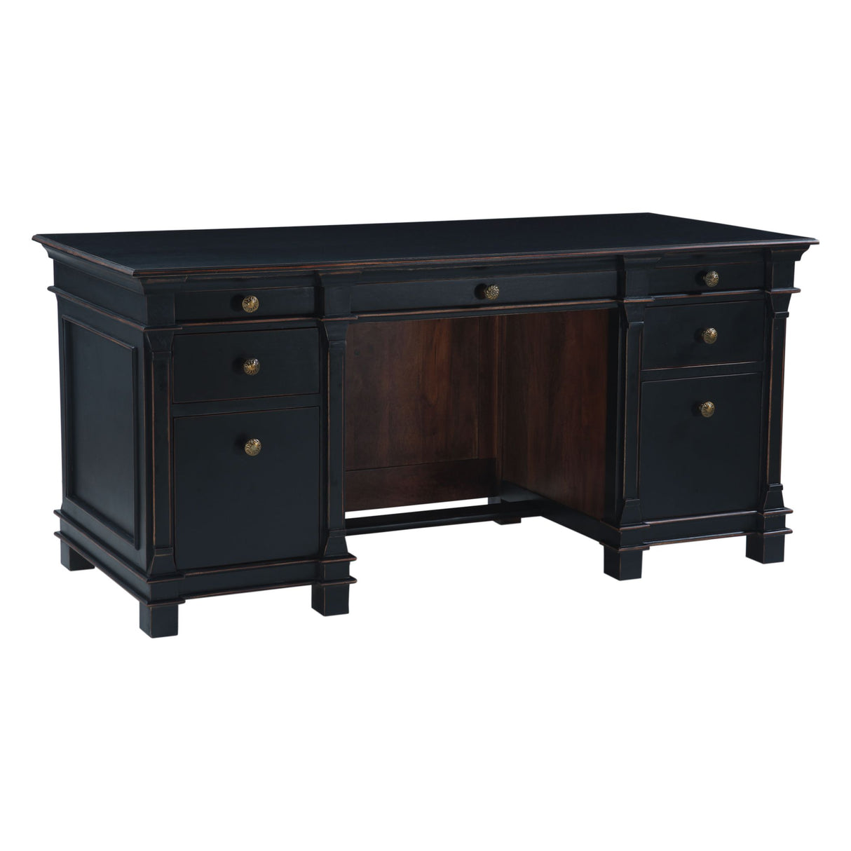 Turin 66" Distressed Black Office Desk