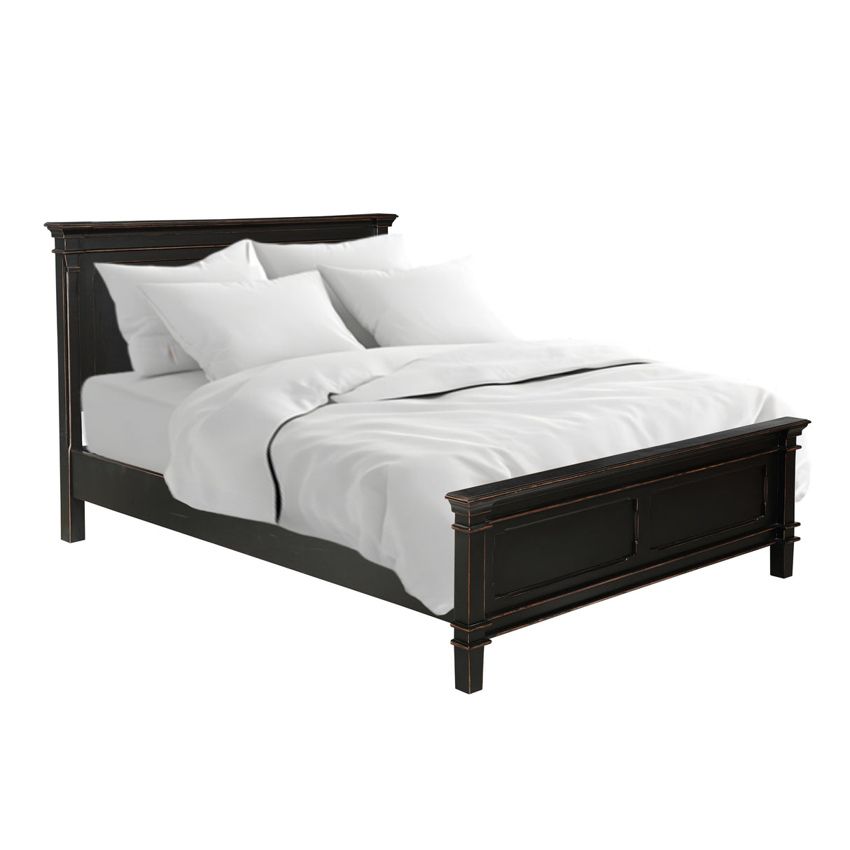 Turin Queen Bed in Distressed Black from Home Trends & Design - Luna Furniture