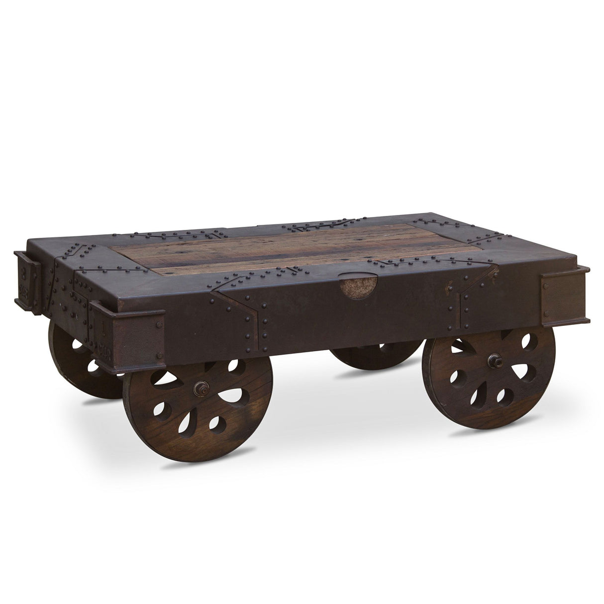 Vintage Industrial 48" Wheeled Coffee Table from Home Trends & Design - Luna Furniture