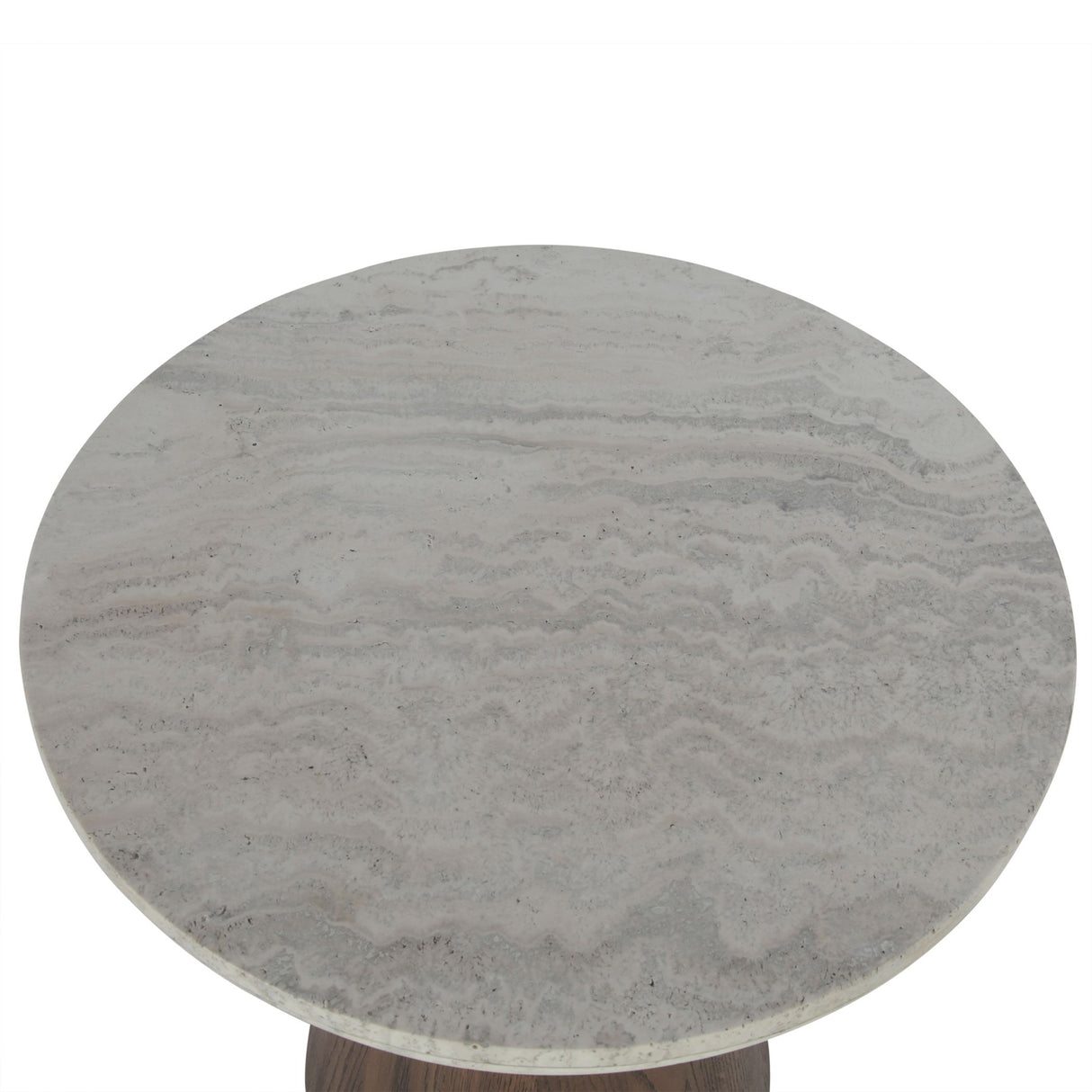 Vista 22" Side Table with White Travertine and Light Base from Home Trends & Design - Luna Furniture
