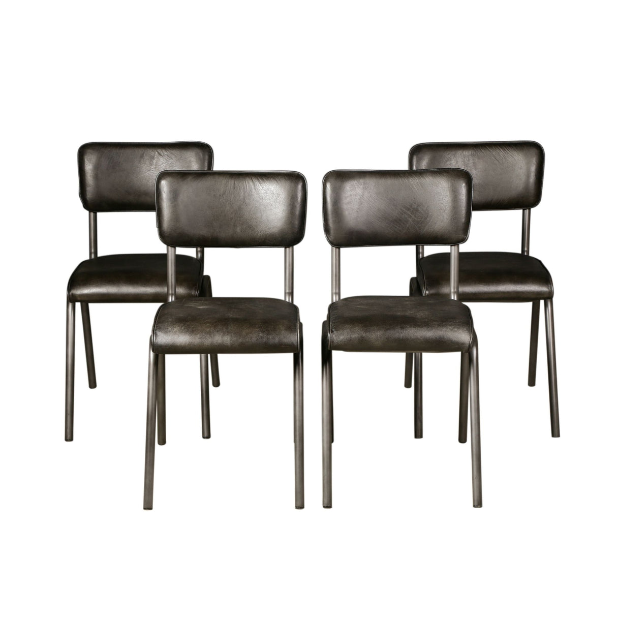 Wellington Bill 17" Dining Chair in Ebony Leather and Iron, Set of 2 from Home Trends & Design - Luna Furniture