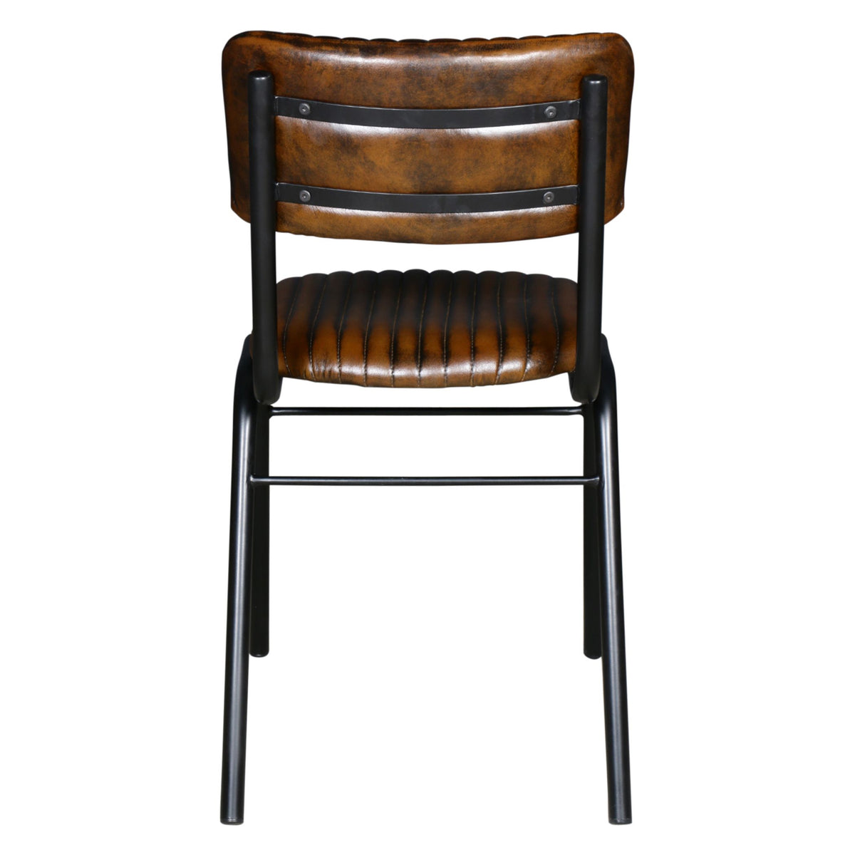 Wellington Bob 17" Ribbed Leather Dining Chair in Chocolate Leather with Black Legs, Set of 2 from Home Trends & Design - Luna Furniture