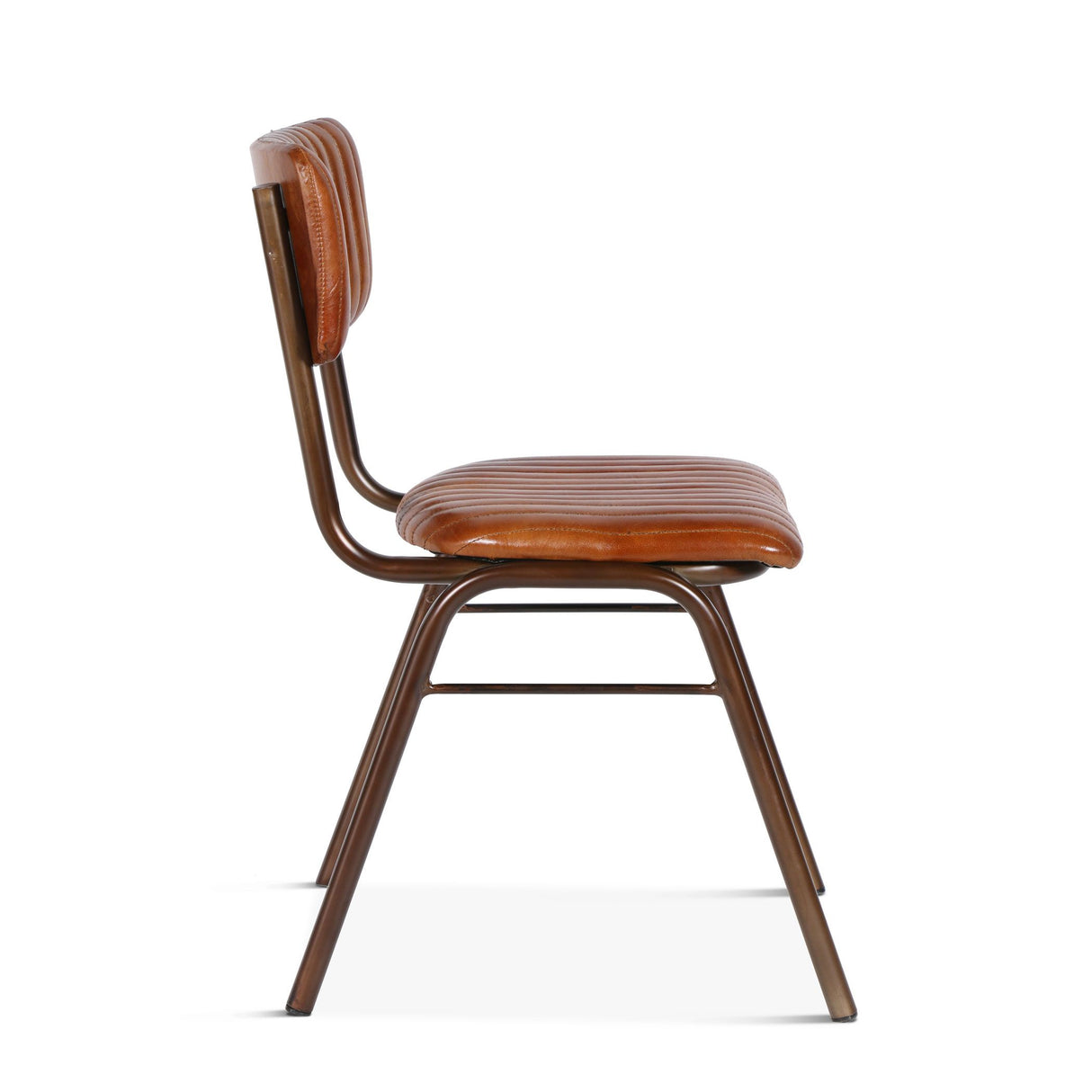 Wellington Bob 17" Ribbed Leather Dining Chair in Antique Saddle, Set of 2 from Home Trends & Design - Luna Furniture