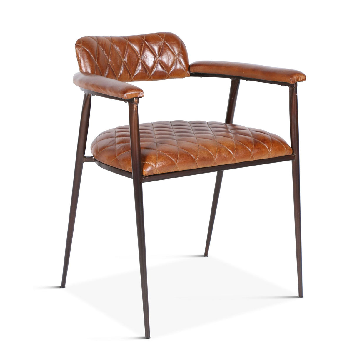 Wellington 23" Dining Armchair in Diamond Leather and Iron from Home Trends & Design - Luna Furniture
