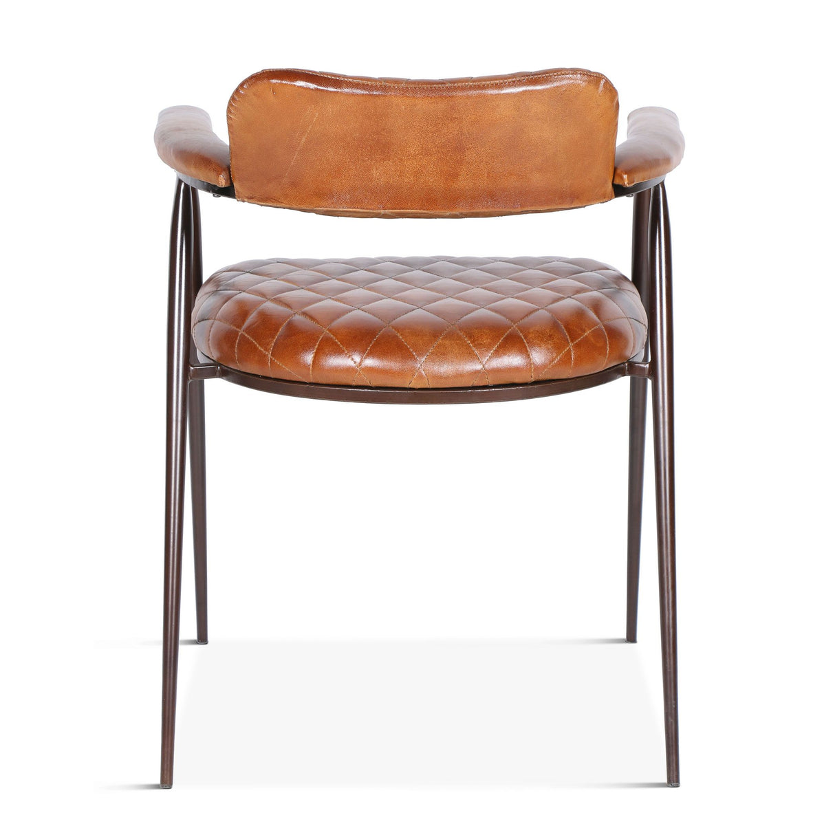 Wellington 23" Dining Armchair in Diamond Leather and Iron from Home Trends & Design - Luna Furniture