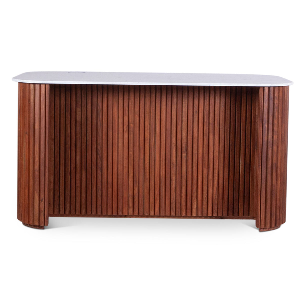 Wales 68" Kitchen Island in Walnut Brown with White Marble Top from Home Trends & Design - Luna Furniture