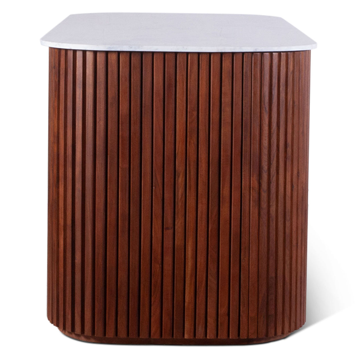 Wales 68" Kitchen Island in Walnut Brown with White Marble Top from Home Trends & Design - Luna Furniture