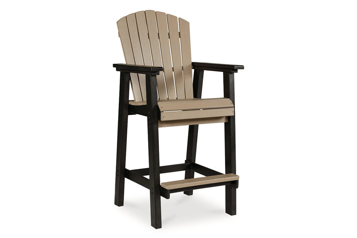 Fairen Trail Black/Driftwood Outdoor Counter Height Dining Table with 2 Barstools from Ashley Furniture - Luna Furniture