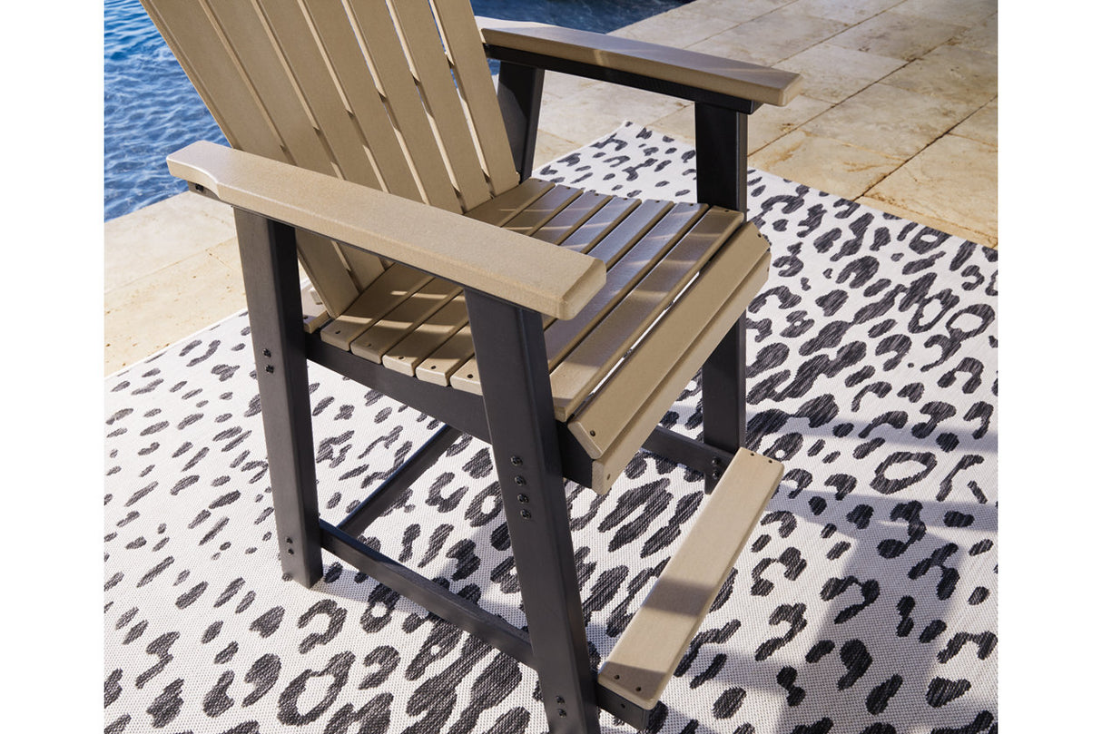 Fairen Trail Black/Driftwood Outdoor Counter Height Dining Table with 2 Barstools from Ashley - Luna Furniture