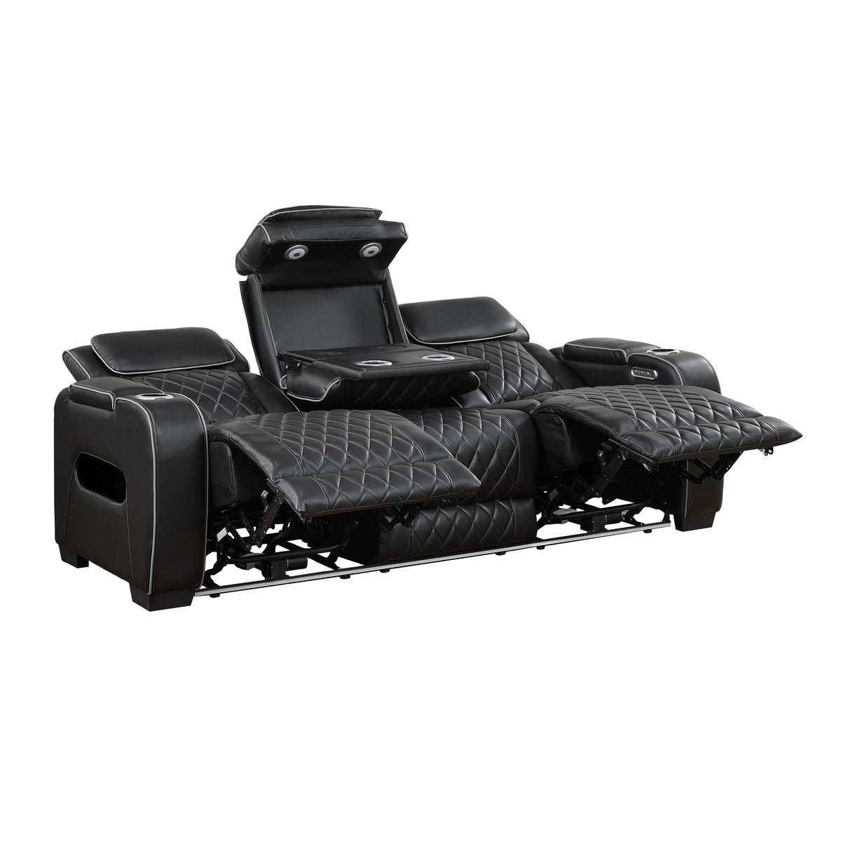 Fairway Black Power Double Reclining Living Room Set from Homelegance - Luna Furniture