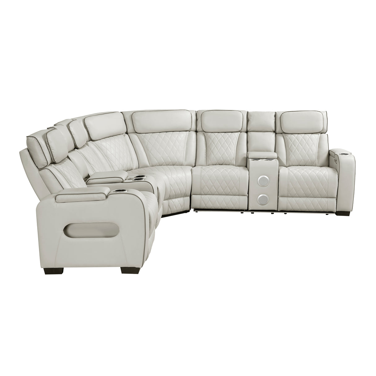 Fairway Taupe 3-Piece LED Power Reclining Sectional with Consoles and Wireless speakers from Homelegance - Luna Furniture