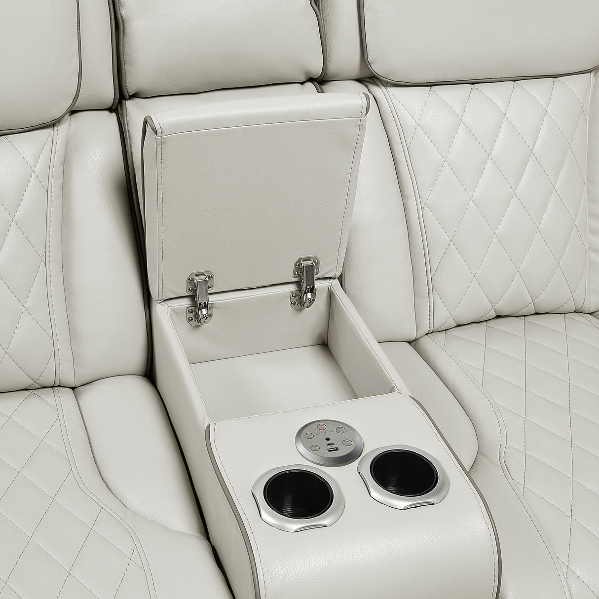 Fairway Taupe 3-Piece LED Power Reclining Sectional with Consoles and Wireless speakers from Homelegance - Luna Furniture