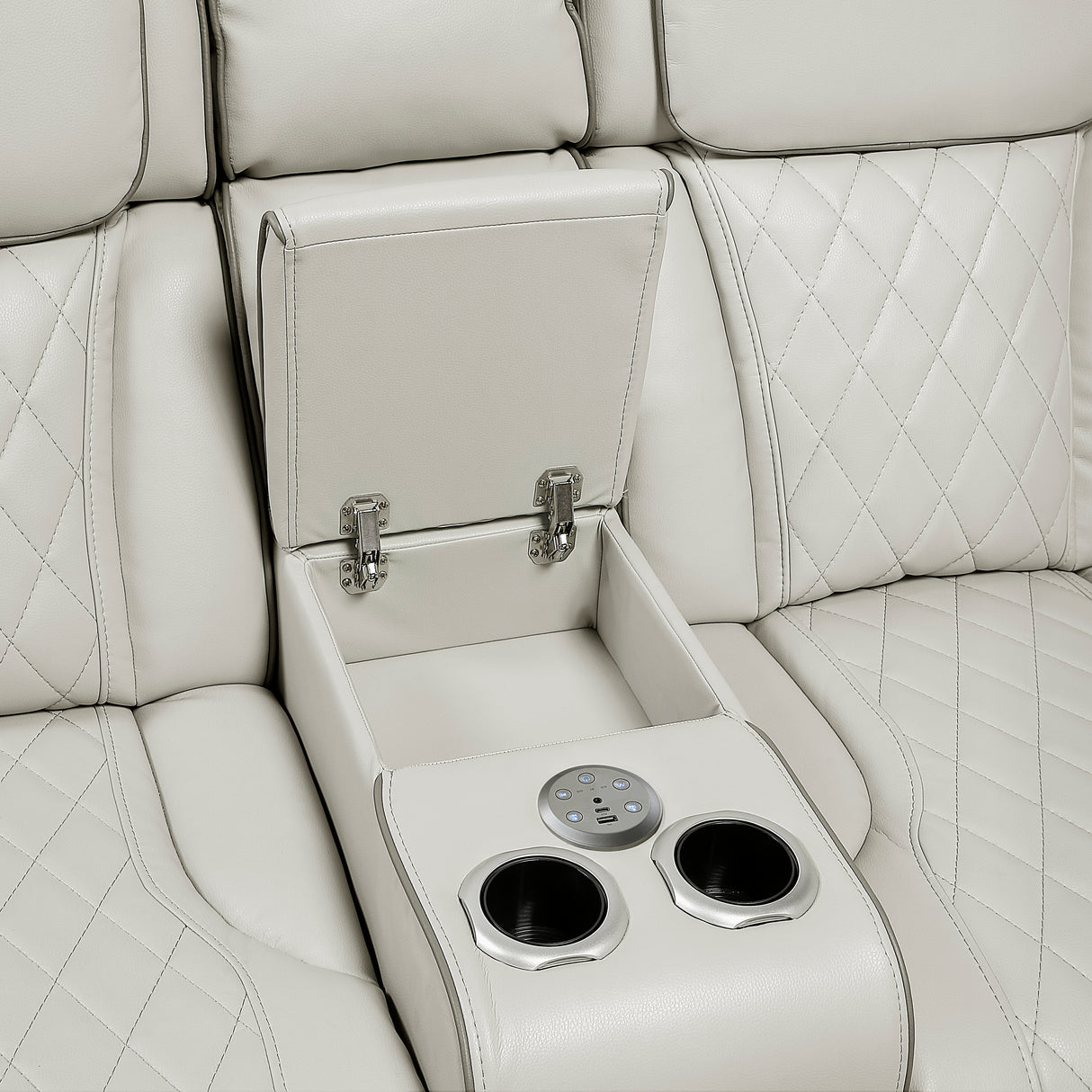 Fairway Taupe 3-Piece LED Power Reclining Sectional with Consoles and Wireless speakers from Homelegance - Luna Furniture