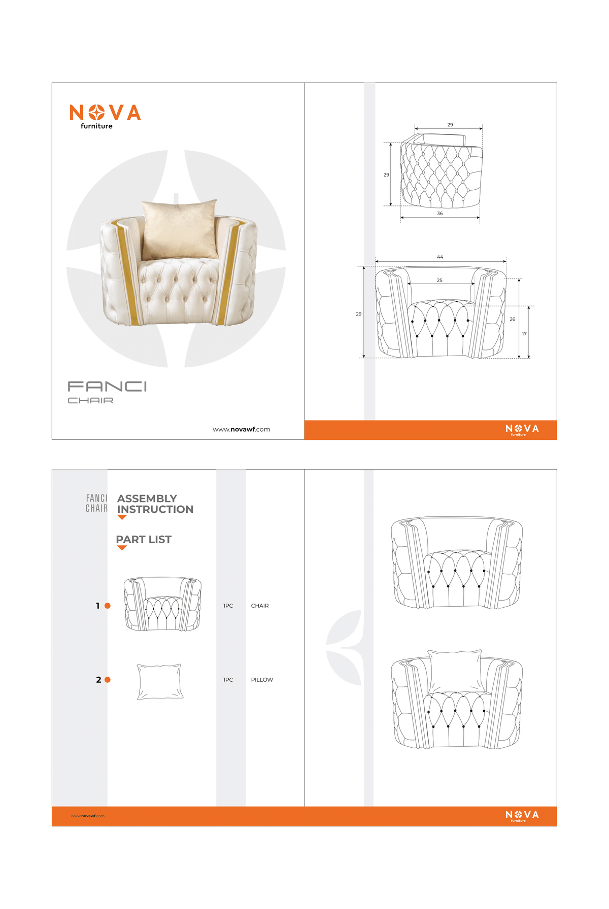 Fanci Ivory Velvet Chair from Nova Furniture - Luna Furniture