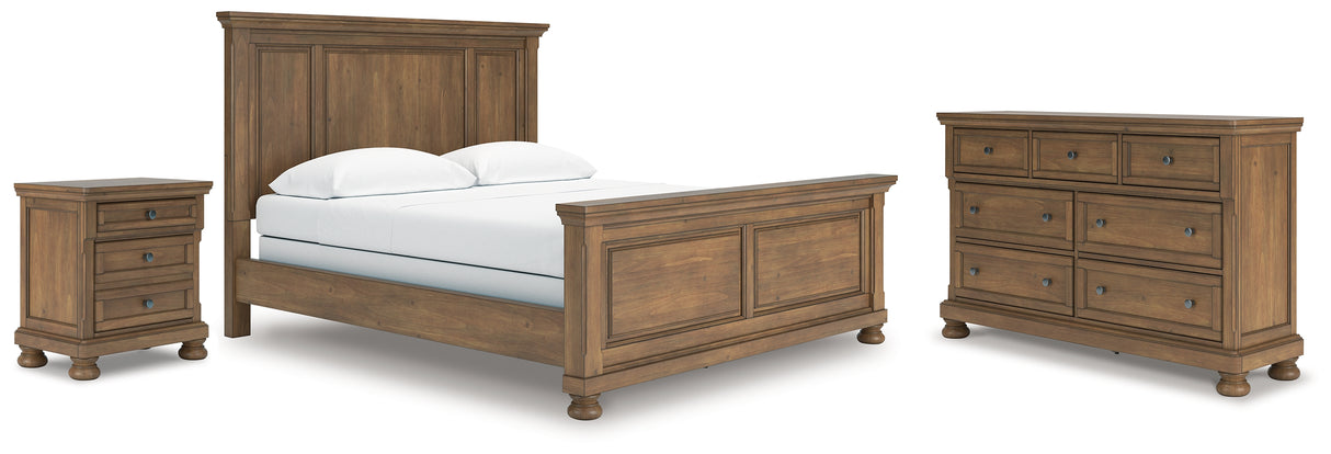 Feddinger California King Panel Bed with Dresser and Nightstand in Medium Brown from Ashley - Luna Furniture