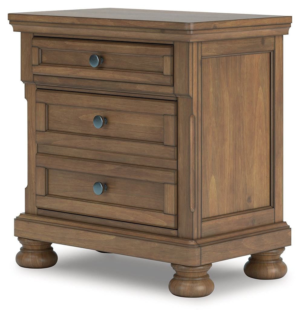 Feddinger California King Panel Bed with Mirrored Dresser and Nightstand in Medium Brown from Ashley - Luna Furniture