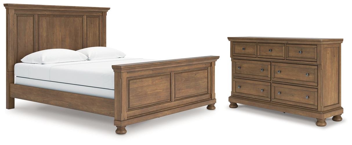 Feddinger King Panel Bed with Dresser in Medium Brown from Ashley - Luna Furniture
