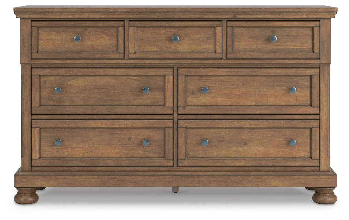 Feddinger King Storage Sleigh Bed with Dresser and Nightstand in Medium Brown from Ashley Furniture - Luna Furniture