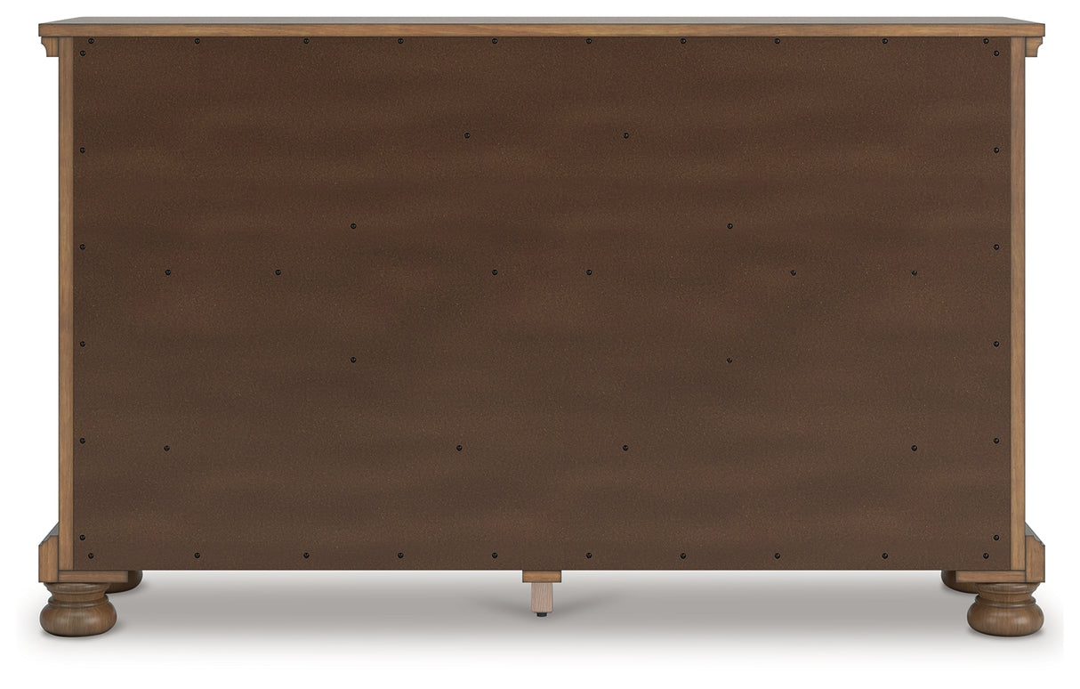 Feddinger King Storage Sleigh Bed with Dresser and Nightstand in Medium Brown from Ashley Furniture - Luna Furniture