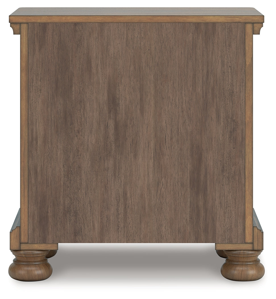 Feddinger King Storage Sleigh Bed with Dresser and Nightstand in Medium Brown from Ashley Furniture - Luna Furniture