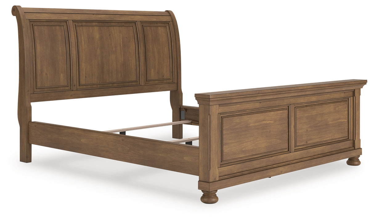Feddinger Medium Brown California King Sleigh Bed from Ashley - Luna Furniture
