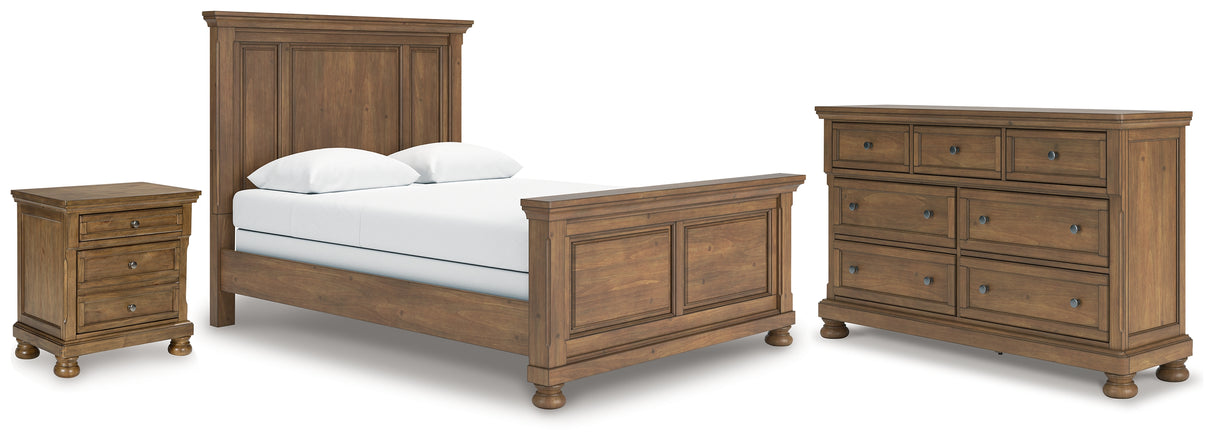 Feddinger Queen Panel Bed with Dresser and Nightstand in Medium Brown from Ashley - Luna Furniture