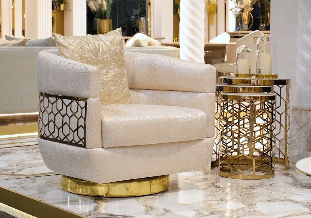 Ferani Ivory Living Room Set from Luna Luxury - Luna Furniture