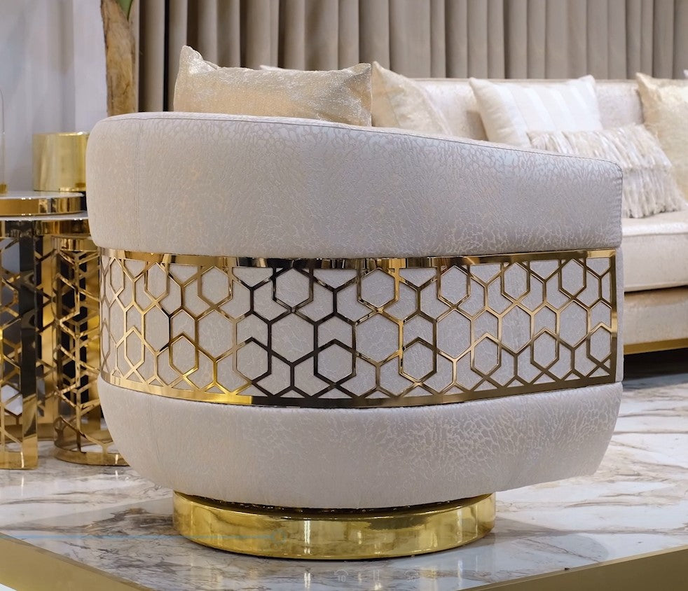 Ferani Ivory Living Room Set from Luna Luxury - Luna Furniture