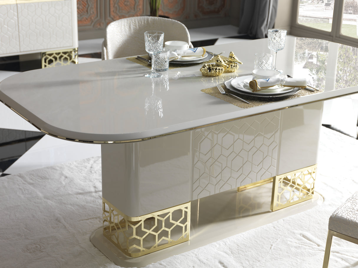 Ferani Ivory and Gold Dining Set from Luna Luxury - Luna Furniture