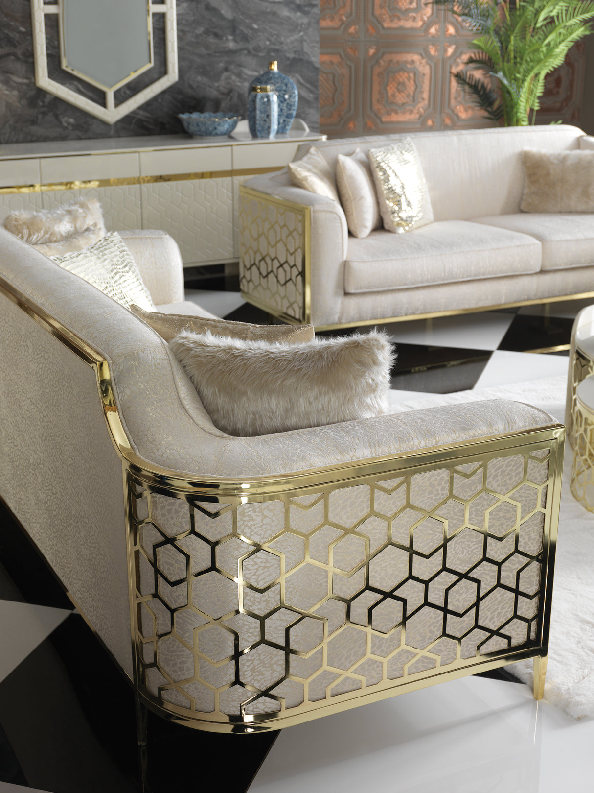 Ferani Ivory Living Room Set from Luna Luxury - Luna Furniture