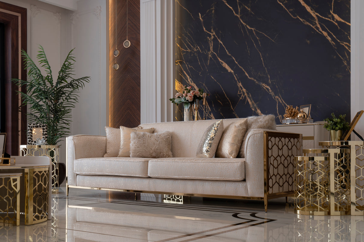 Ferani Ivory 3-Seat Sofa from Luna Luxury - Luna Furniture