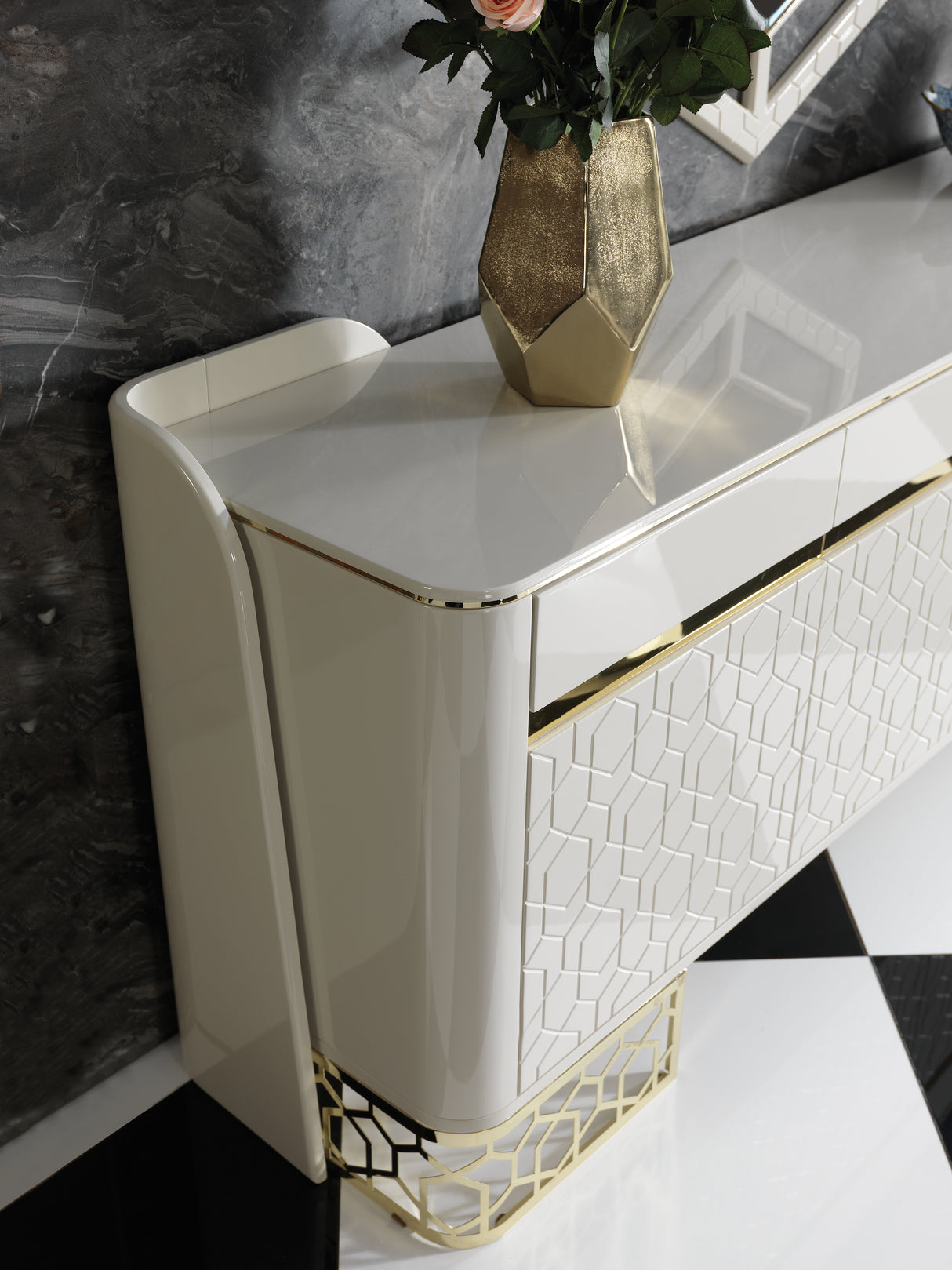 Ferani Ivory and Gold Dining Set from Luna Luxury - Luna Furniture