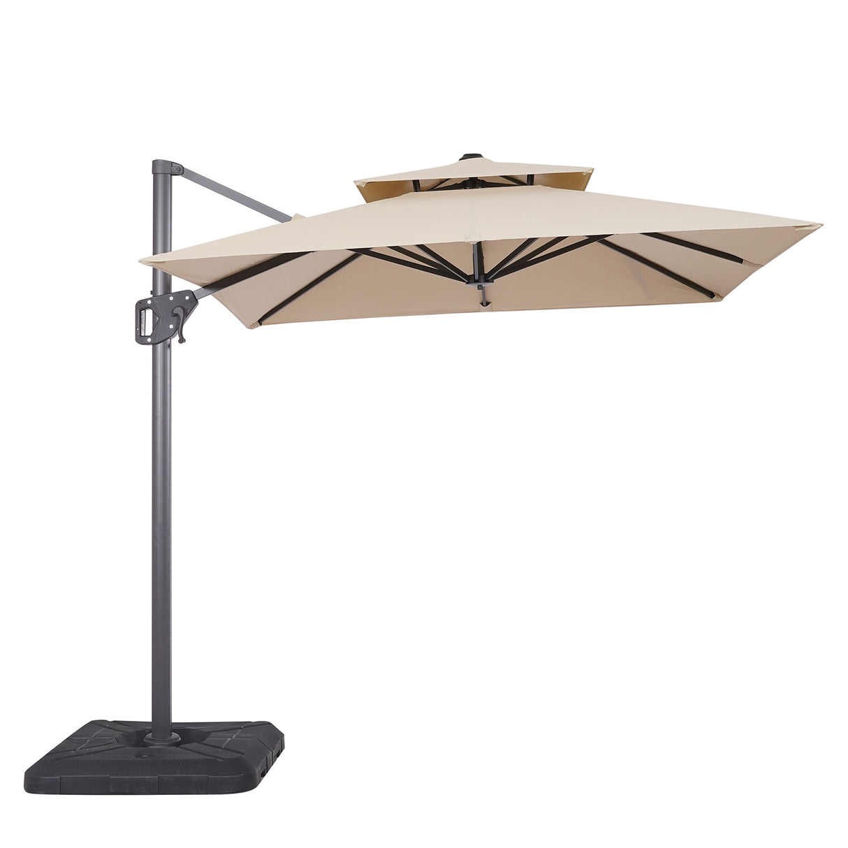 Fida Beige 8 Ft Square Umbrella w/ Double Top + 37" Large Base from Furniture of America - Luna Furniture