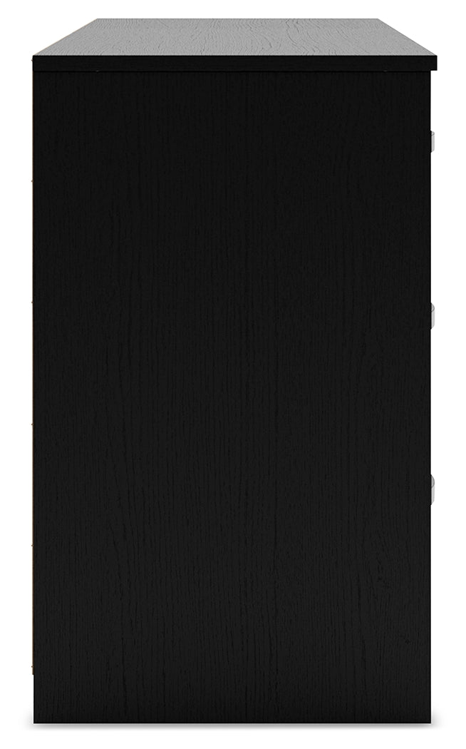 Finch Queen Panel Headboard with Dresser, Chest and 2 Nightstands in Black from Ashley - Luna Furniture