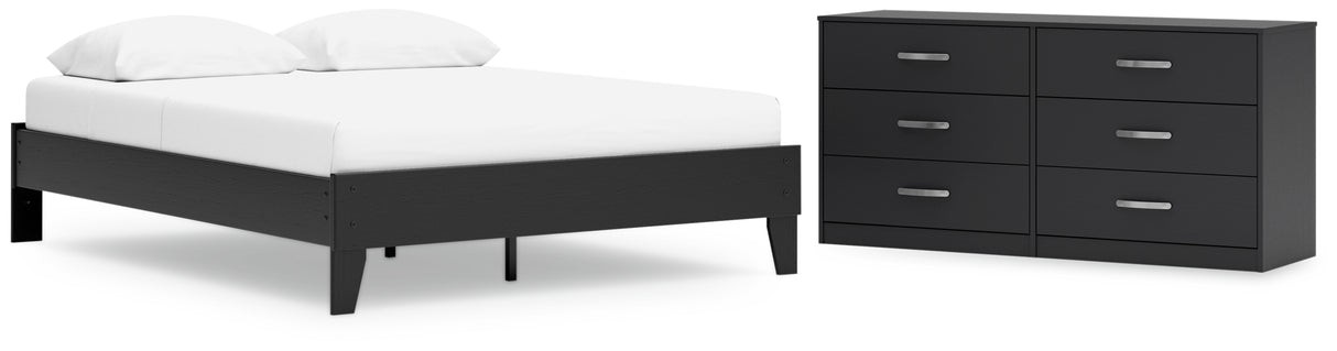 Finch Queen Platform Bed with Dresser in Black from Ashley - Luna Furniture