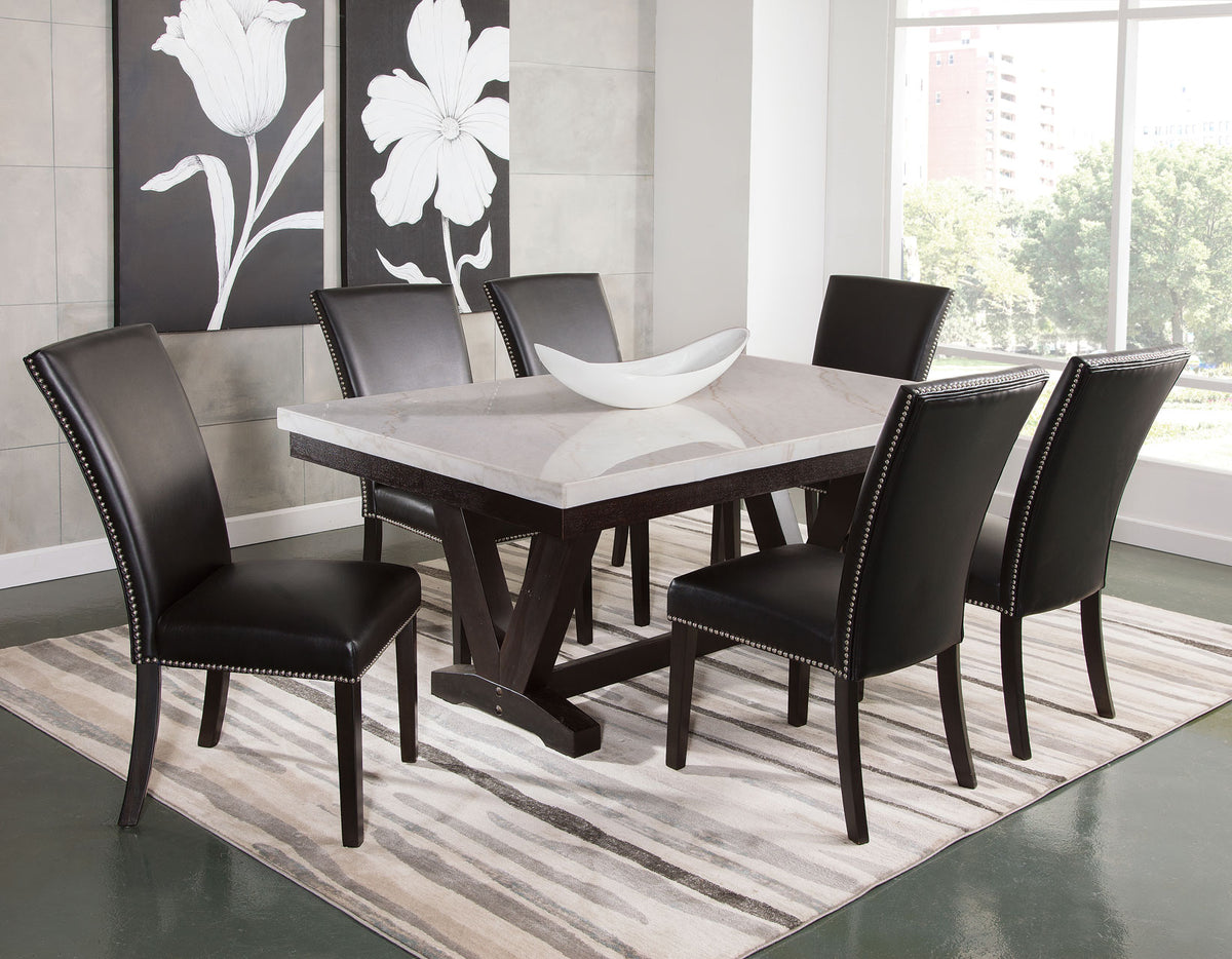 Finley 72 inch White Marble Top Dining Table from Steve Silver - Luna Furniture