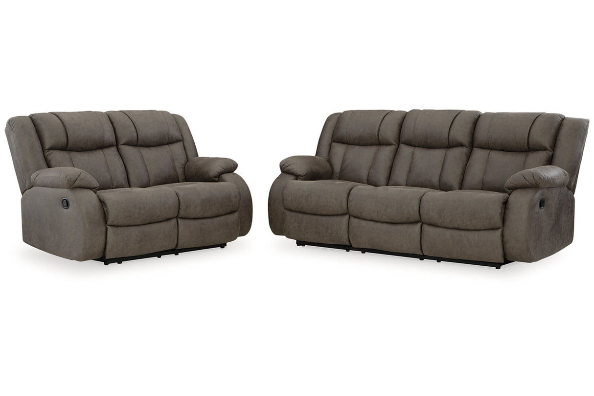 First Base Gunmetal Reclining Sofa and Loveseat from Ashley - Luna Furniture